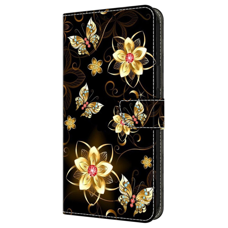 Xiaomi Redmi Note 15 5G / 4G / Poco M8 5G Custodia Fiori d'oro e farfalle