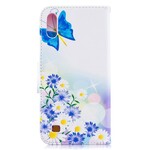 Custodia per Samsung Galaxy A10 con farfalle e fiori dipinti
