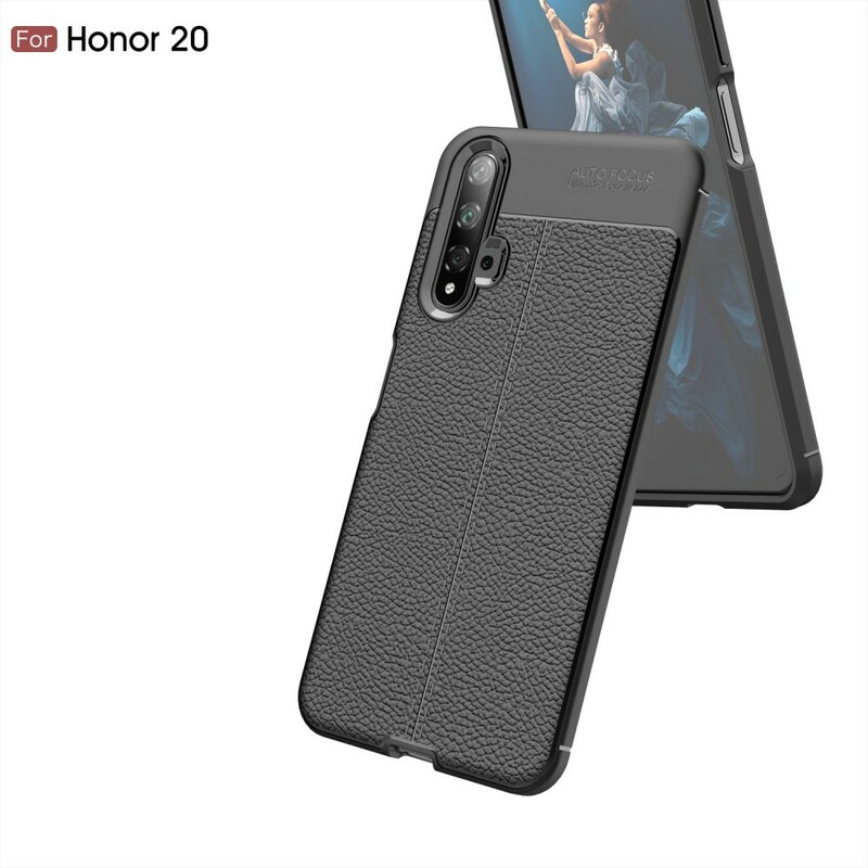 Honor 20 Custodia in pelle effetto litchi Linea doppia