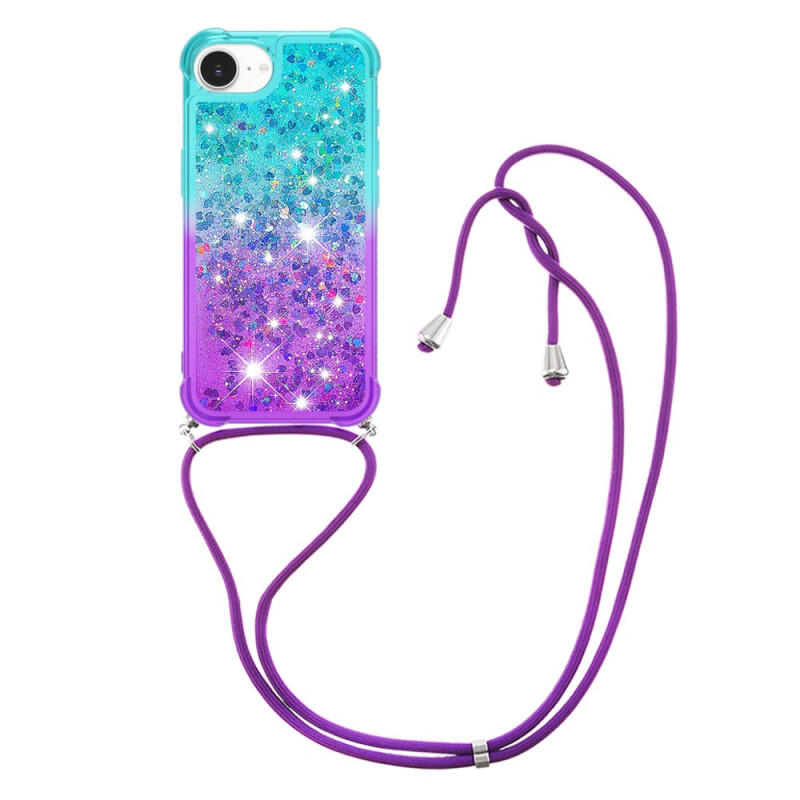 Custodia con cordoncino iPhone 17E / 16E Glitter