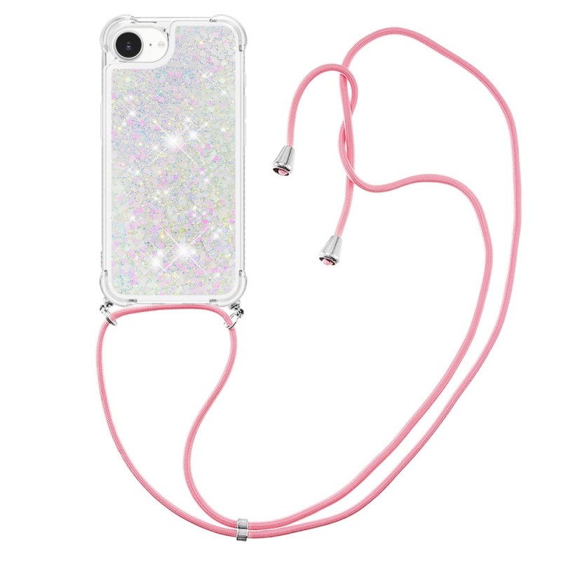 Custodia con cordoncino iPhone 17E / 16E Glitter