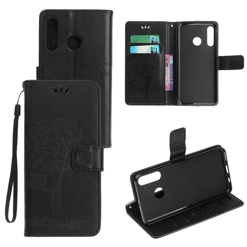 Custodia Huawei P Smart Z Albero e gufi con cinturino