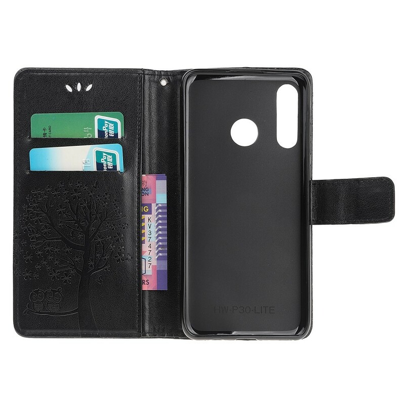 Custodia Huawei P Smart Z Albero e gufi con cinturino
