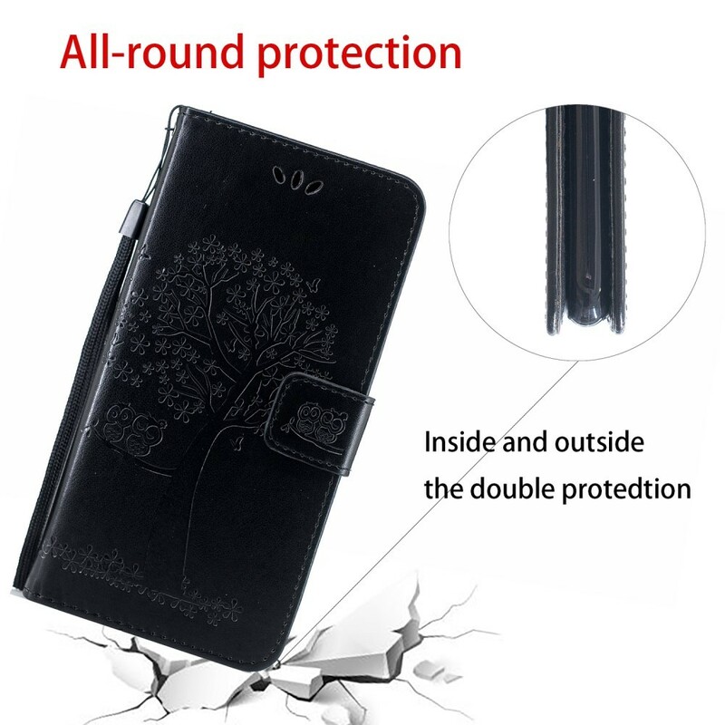 Custodia Huawei P Smart Z Albero e gufi con cinturino