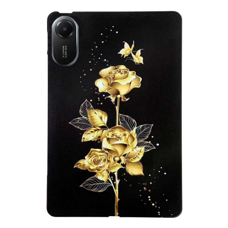 Custodia Xiaomi Redmi Pad 2 oro e farfalle rosa
