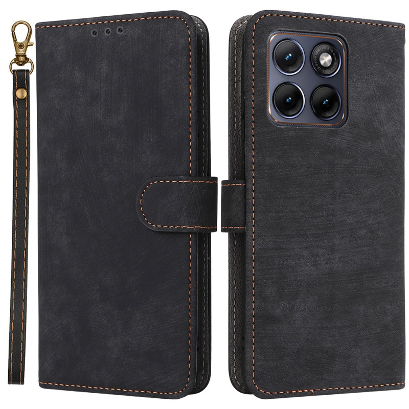 Housse Motorola Edge 70 Fusion Effet Daim à Lanière