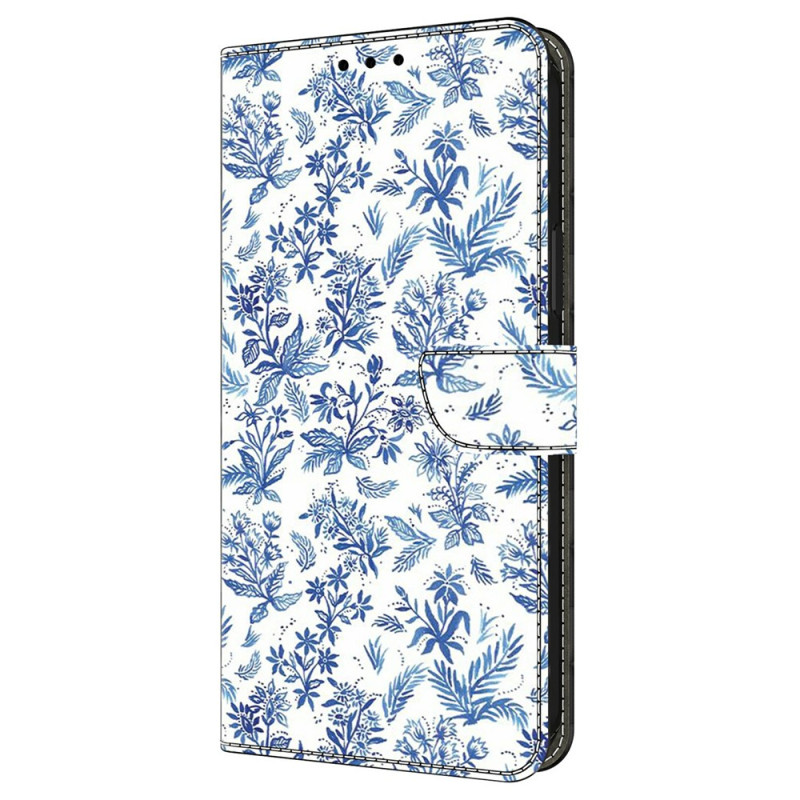 Moto G77 / G67 Custodia Fiori Blu