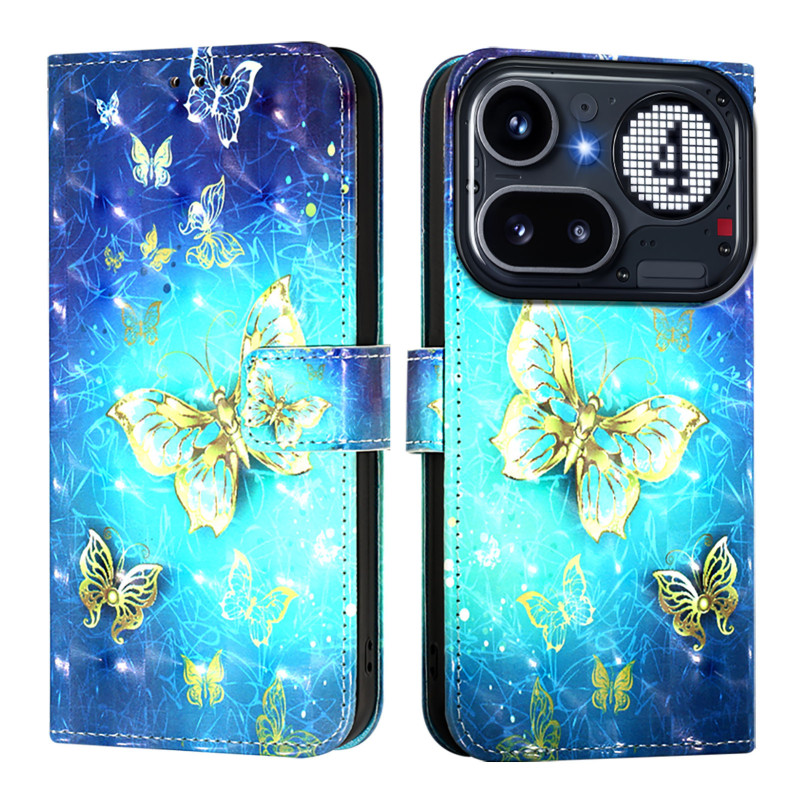 Custodia per telefono Nothing (4a) Pro Gold Butterflies