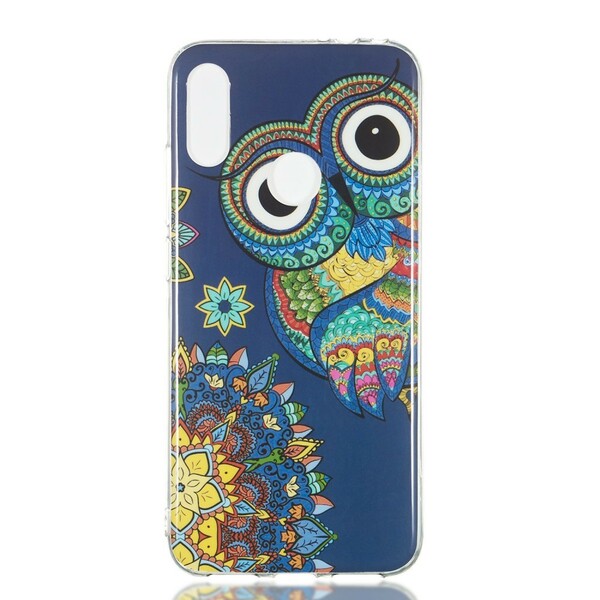 Xiaomi Redmi Note 7 Custodia Gufo Mandala Fluorescente