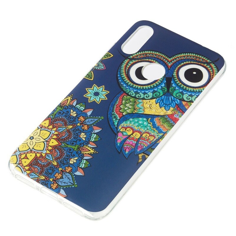 Xiaomi Redmi Note 7 Custodia Gufo Mandala Fluorescente