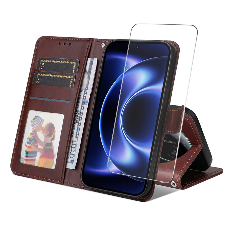 Xiaomi 17 Ultra Custodia in similpelle con protezione per lo schermo