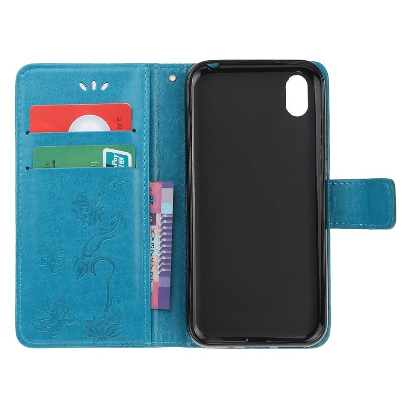 Cover Huawei Y5 2019 Farfalle e Fiori con Cinturino