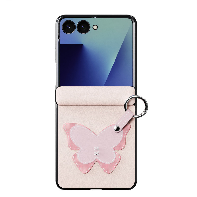 Custodia per Samsung Galaxy Z Flip 8 con anello di fissaggio e cordino a forma di farfalla