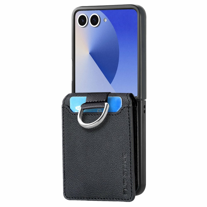 Custodia per Samsung Galaxy Z Flip 8 con porta carte, supporto e anello di fissaggio