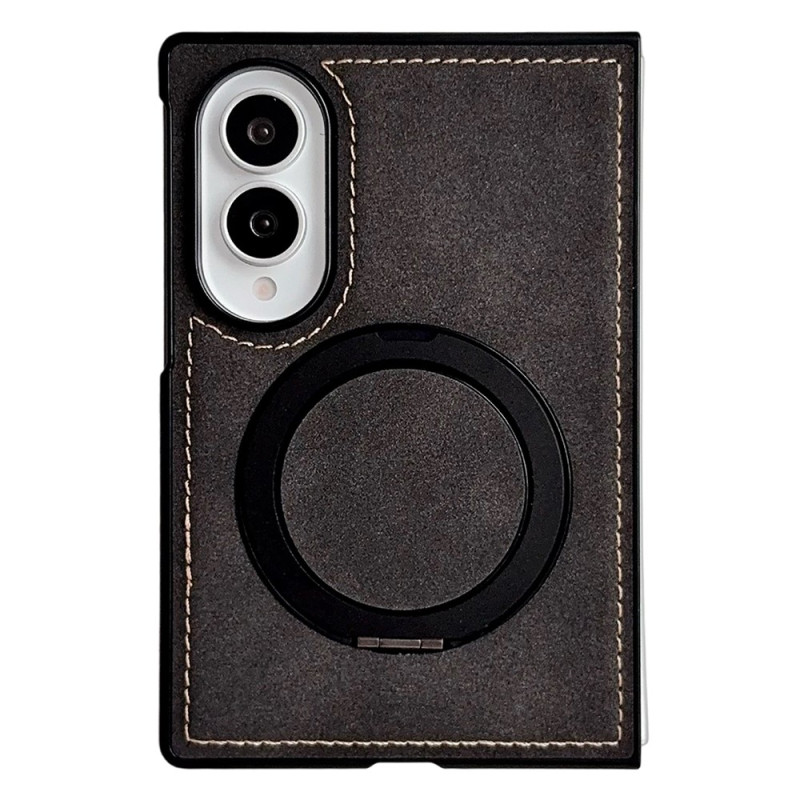 Custodia magnetica per Samsung Galaxy Z Fold 8 con effetto pelle e supporto girevole