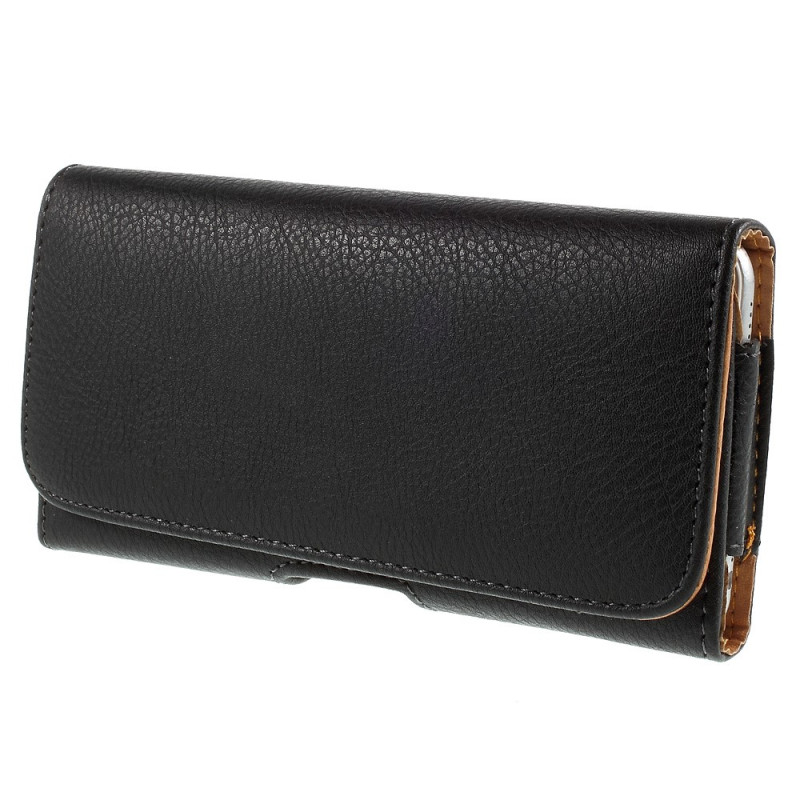Étui Universel en Cuir PU Grain Litchi avec Clip Ceinture