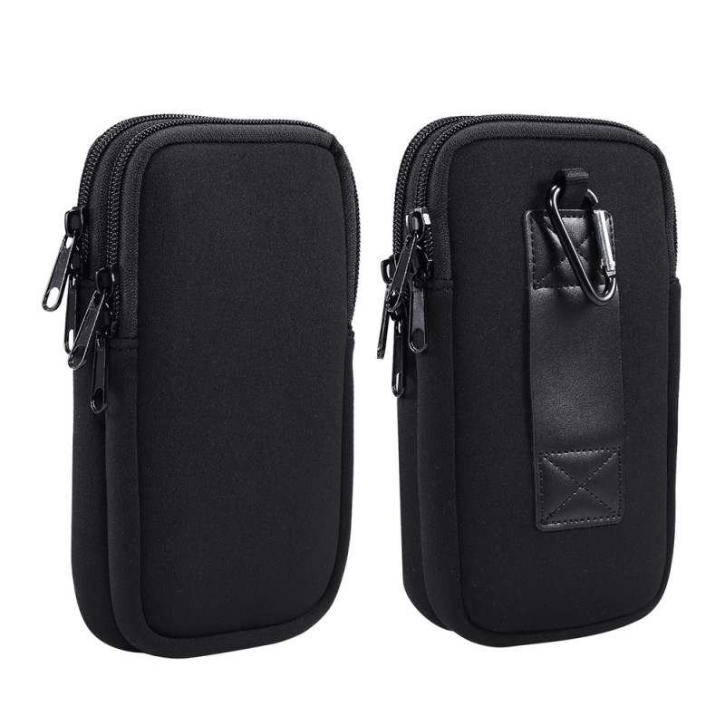 Custodia da cintura orizzontale universale in pelle PU con clip 15,6 × 8 × 2 cm