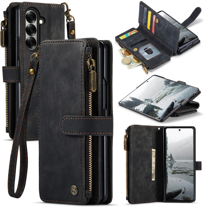 Custodia a portafoglio vintage CASEME per Samsung Galaxy Z Fold 8 Ultra