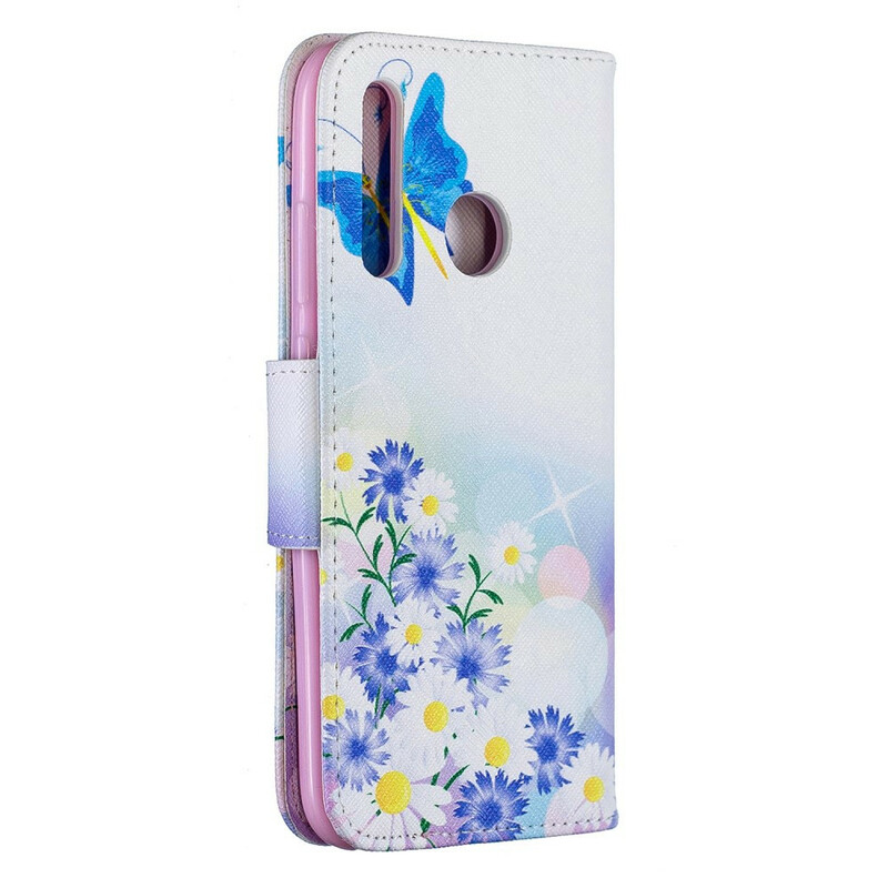 Huawei P Smart Plus Custodia 2019 Farfalle e fiori dipinti