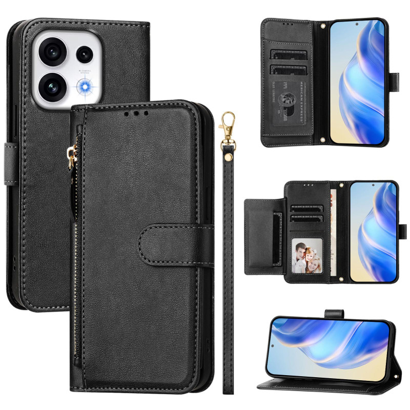 Custodia a portafoglio per Oppo Reno 16 5G / 16 Pro 5G con tasca con cerniera