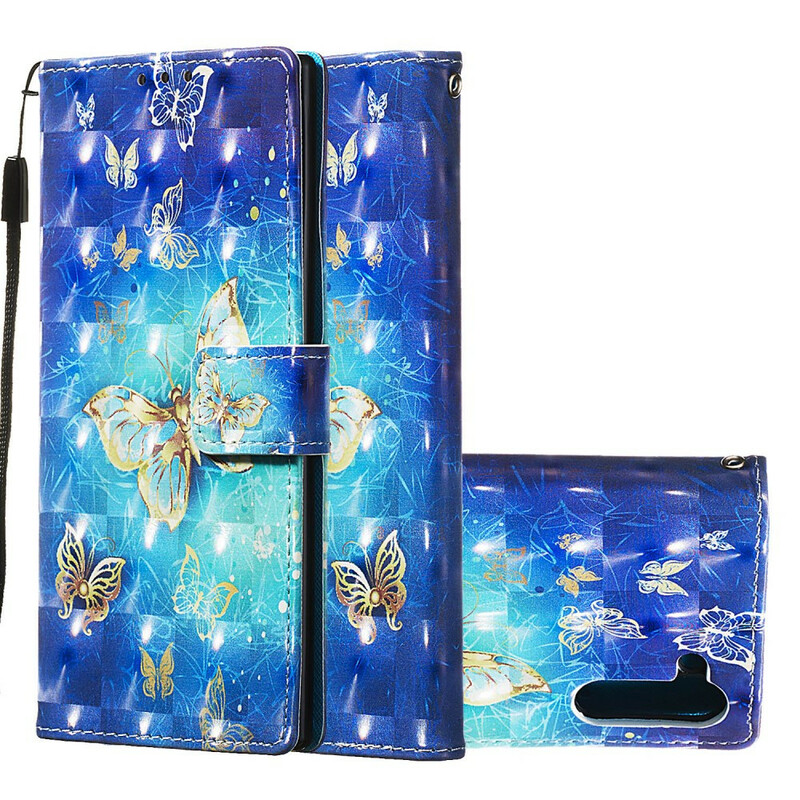 Custodia Samsung Galaxy Note 10 Gold Butterfly