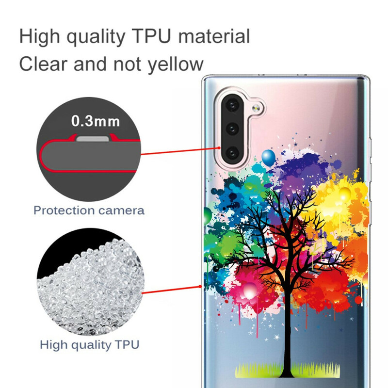 Samsung Galaxy Note 10 Custodia trasparente con albero acquerellato