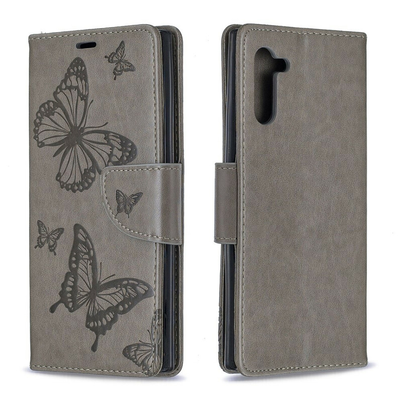 Samsung Galaxy Note 10 Custodia con farfalle e patta obliqua