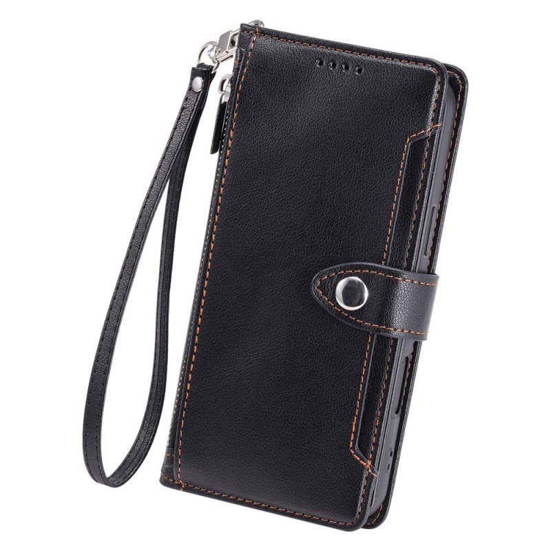 Custodia per iPhone 18 Pro Max / 17 Pro Max con texture litchi e cinturino