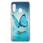 Samsung Galaxy A20e Custodia a farfalla blu fluorescente