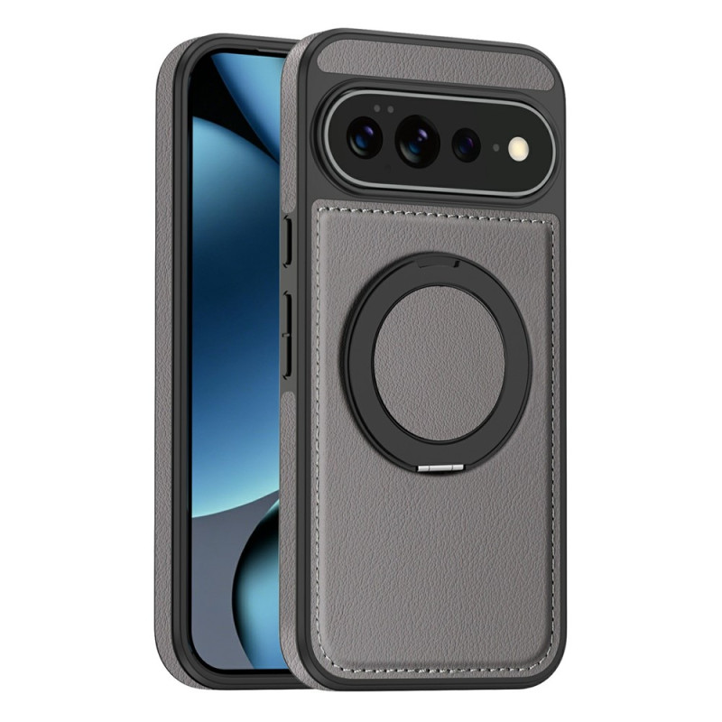 Coque Google Pixel 11 Pro XL Magnétique Effet Cuir avec Anneau-Support 360°