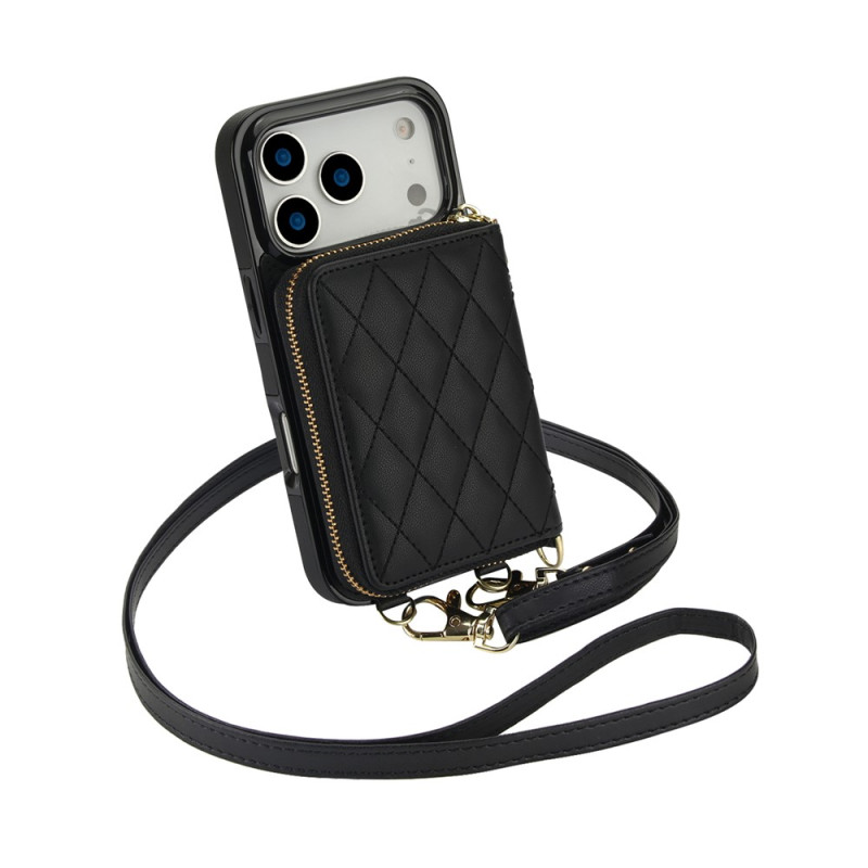 Custodia per iPhone 18 Pro / 17 Pro a portafoglio imbottita con tracolla