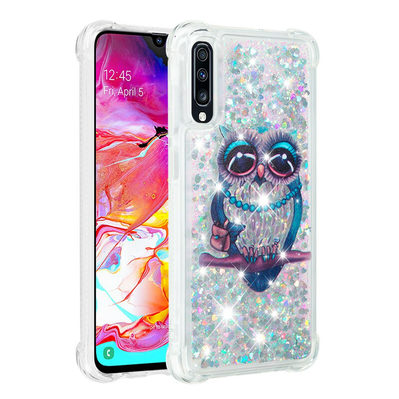 Samsung Galaxy A70 Cover Miss Owl Glitter
