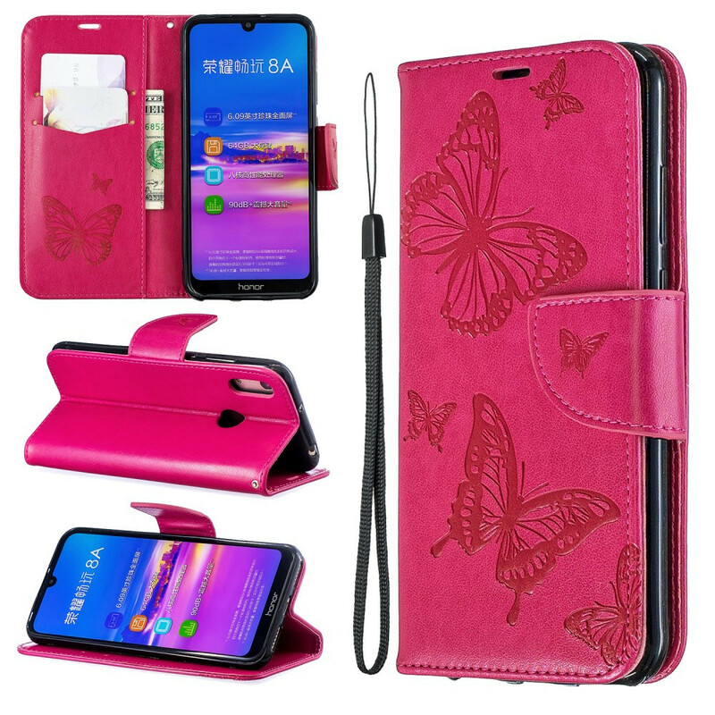 Cover Huawei Y6 2019 Farfalle e Flap Obliquo Cover Huawei Y6 2019 Farfalle e Flap Obliquo