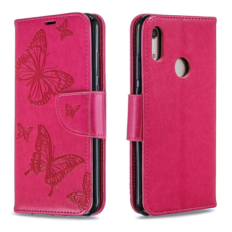 Cover Huawei Y6 2019 Farfalle e Flap Obliquo Cover Huawei Y6 2019 Farfalle e Flap Obliquo