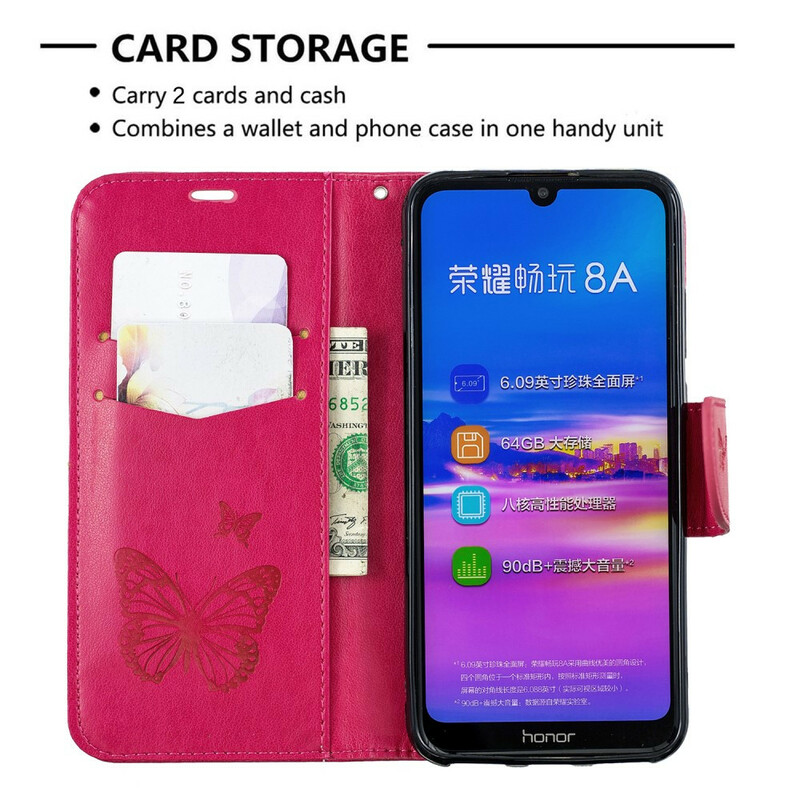 Cover Huawei Y6 2019 Farfalle e Flap Obliquo Cover Huawei Y6 2019 Farfalle e Flap Obliquo
