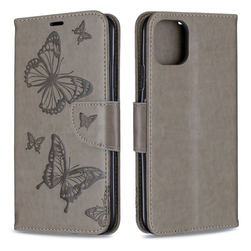 Custodia con cordino per iPhone 11 Max con farfalle stampate
