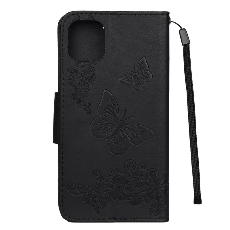 Custodia per iPhone 11 Splendide farfalle con cordino