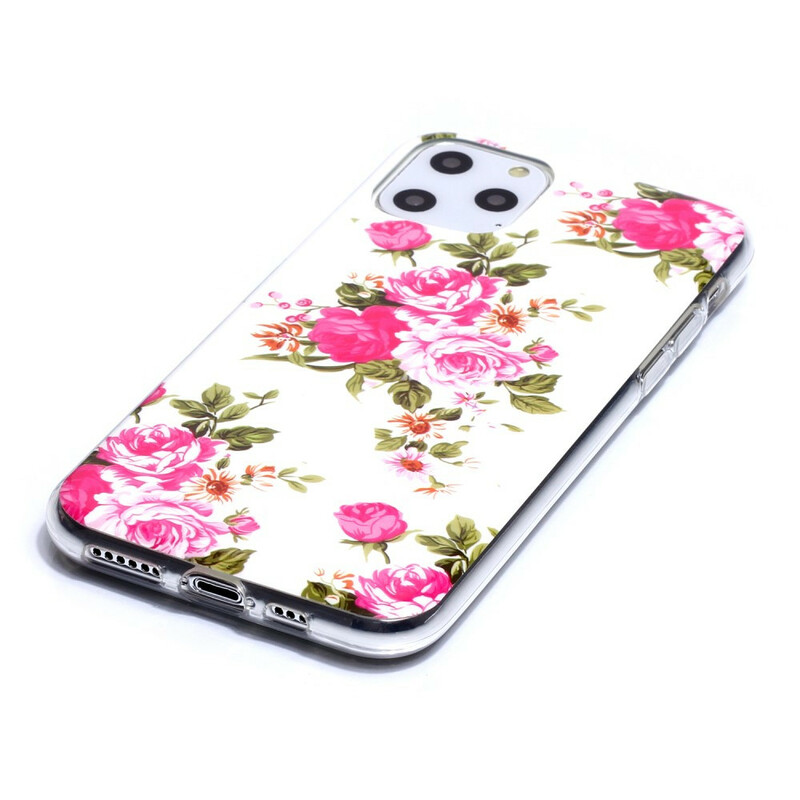 Custodia iPhone 11 Fiori Liberty Fluorescente