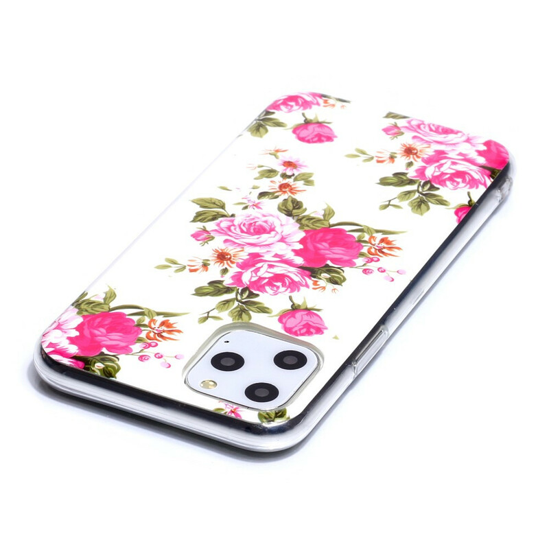 Custodia iPhone 11 Fiori Liberty Fluorescente