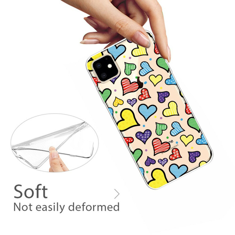 Custodia iPhone 11 Hearts Multicolore