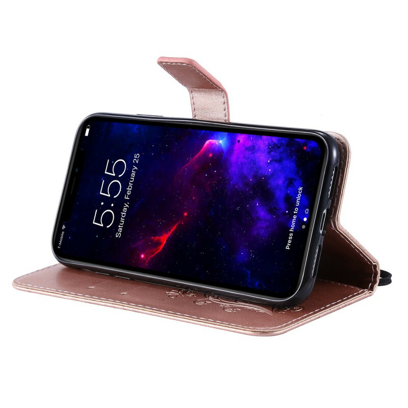 Custodia per iPhone 11 con cordino con farfalle giganti Custodia per iPhone 11 con cordino con farfalle giganti