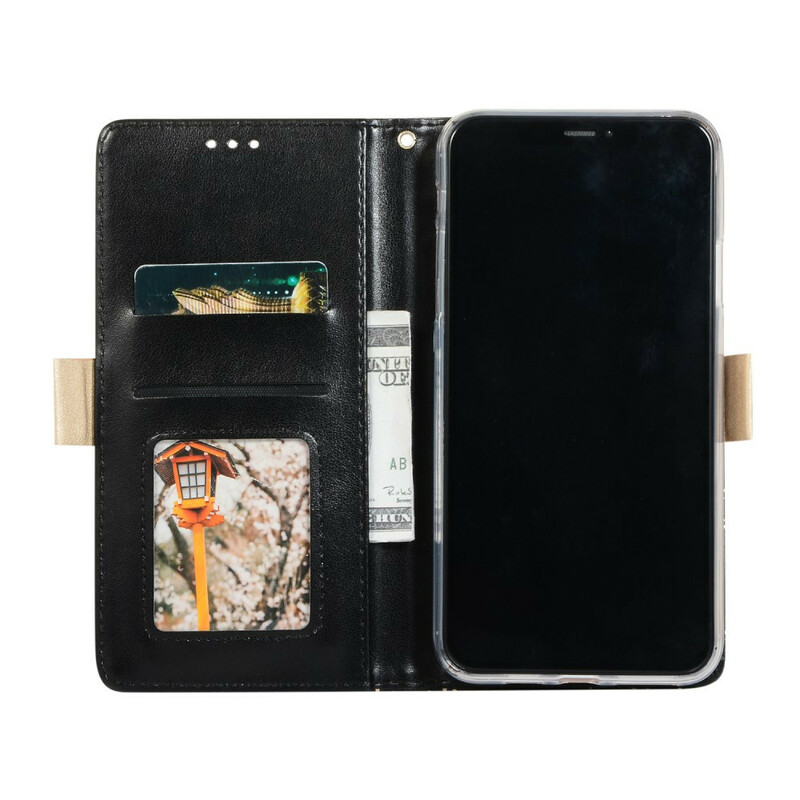 Cover per iPhone 11 Pro Max con cinturino in pizzo e borsetta