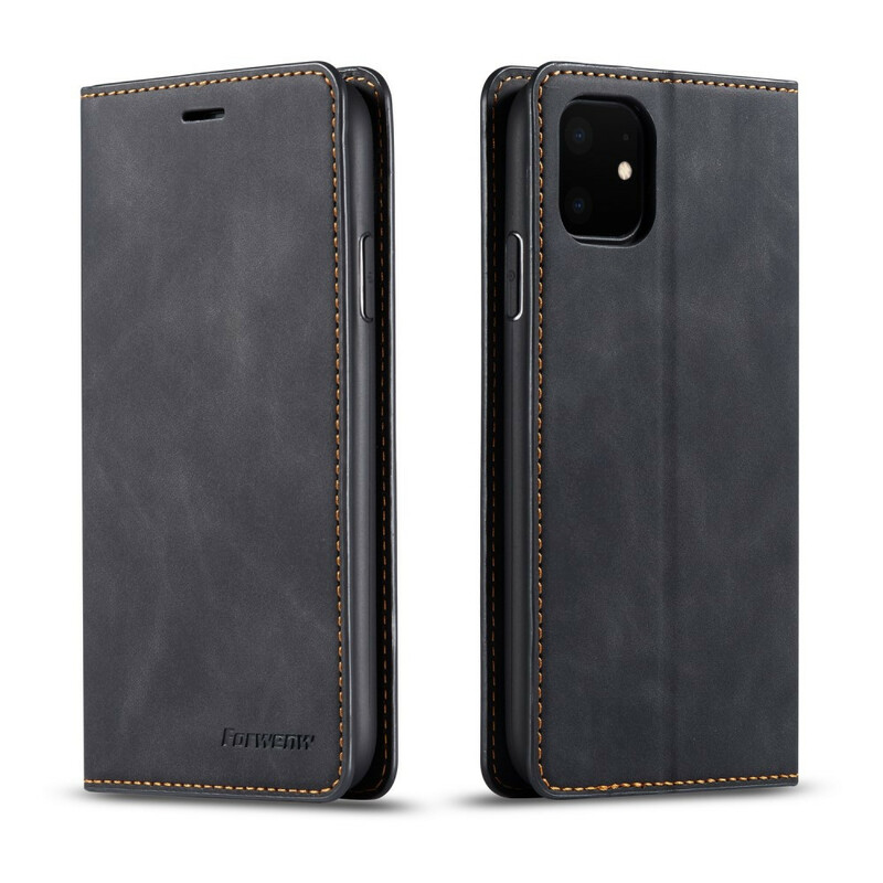 Flip Cover iPhone 11 effetto pelle FORWENW