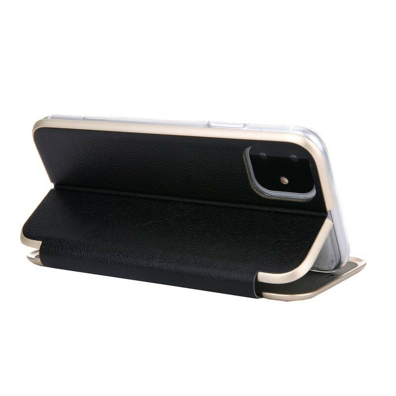 Flip Cover iPhone 11 similpelle bordi metallici