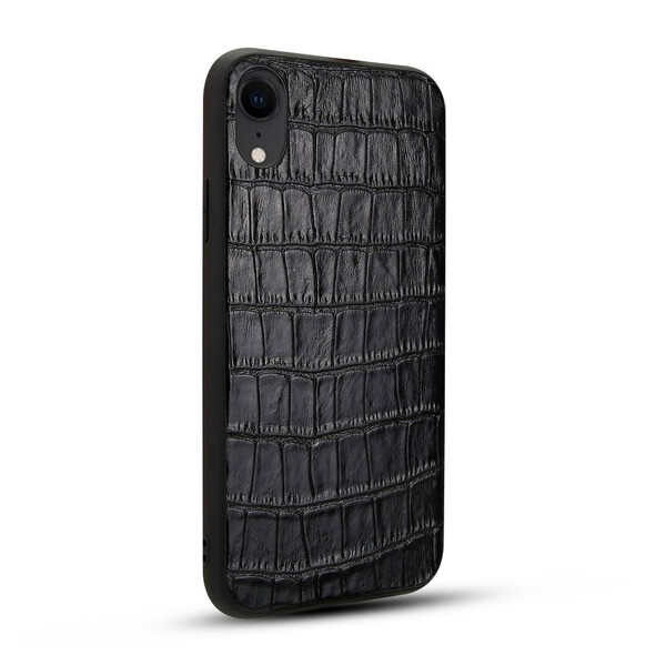 iPhone XR Custodia in vera pelle con texture coccodrillo
