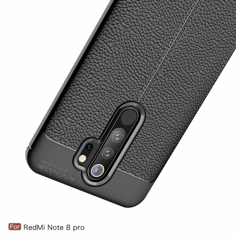 Xiaomi Redmi Note 8 Pro Custodia in pelle Effetto litchi Doppia Linea