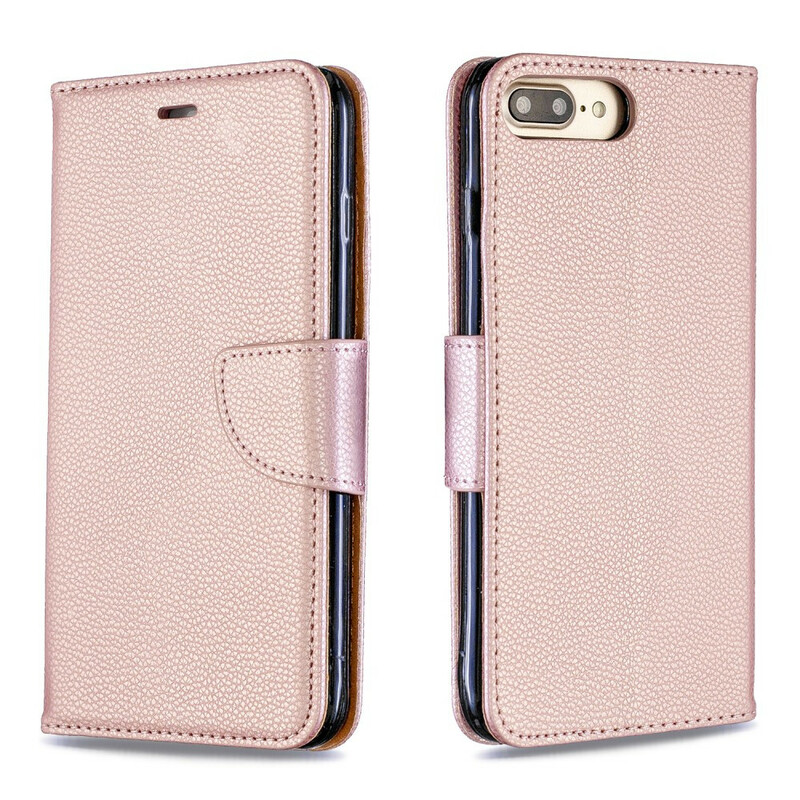 Cover per iPhone 8 Plus / 7 Plus in pelle color litchi con cinturino