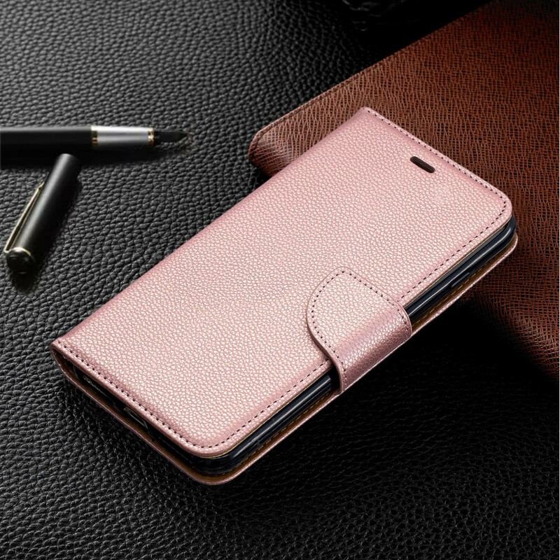 Cover per iPhone 8 Plus / 7 Plus in pelle di litchi colorata con cinturino