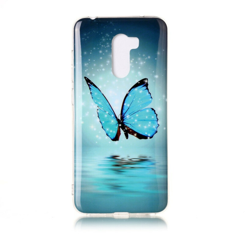Xiaomi Pocophone F1 Custodia a farfalla blu fluorescente