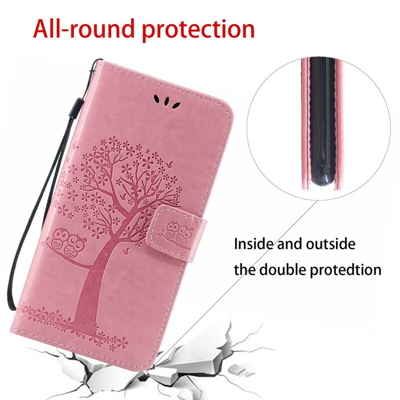 Xiaomi Redmi Note 8 Custodia con cinturino con albero e gufo